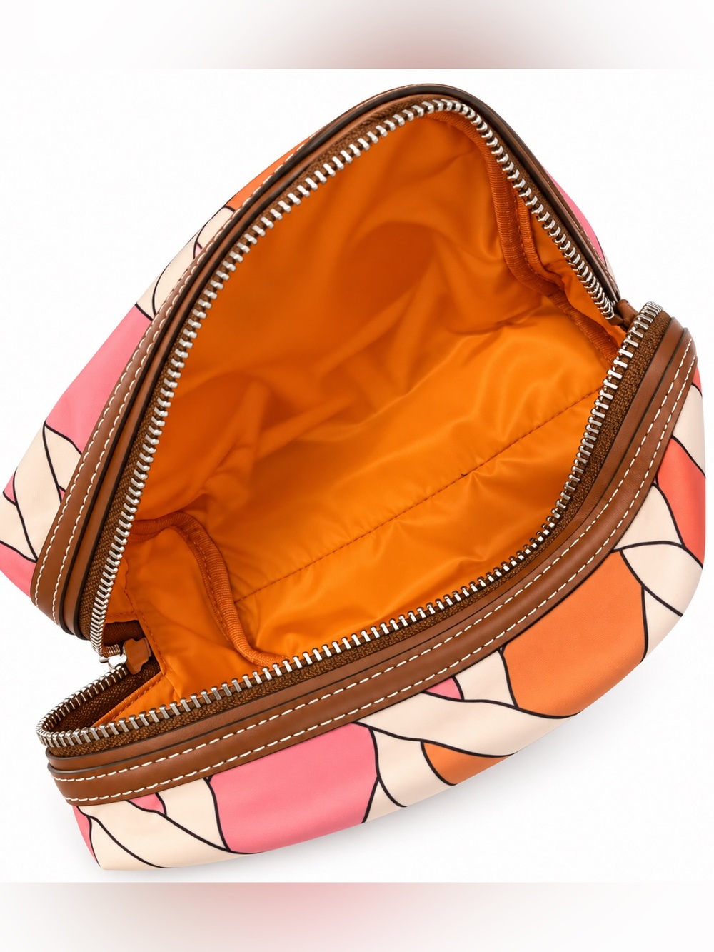Tory Burch Light Hibiscus Basketweave Cosmetic Case NWT $120 - Picture 7 of 7